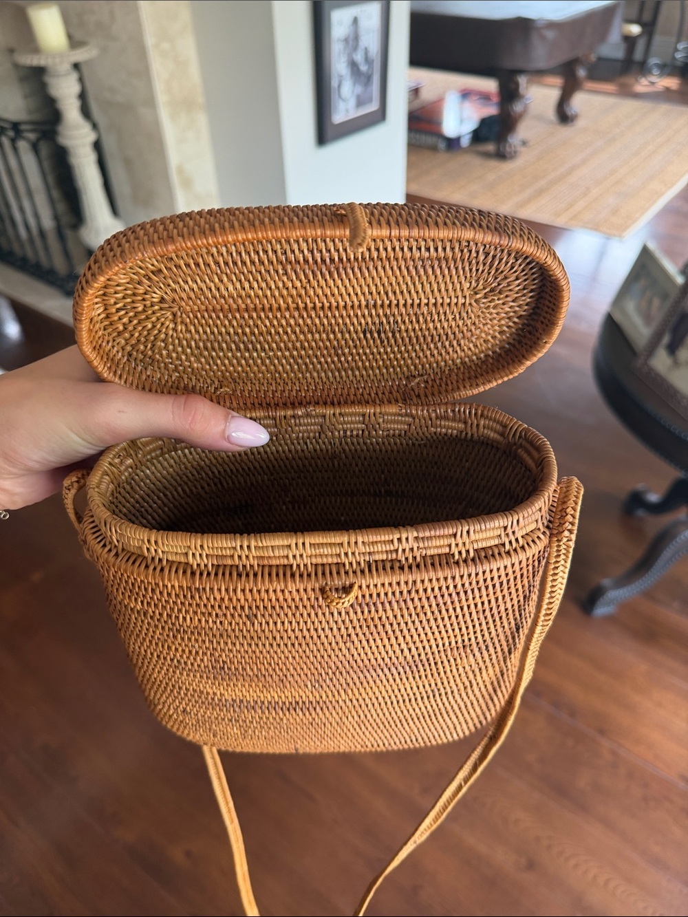 Woven Straw Crossbody Bag in Tan - Picture 2 of 5